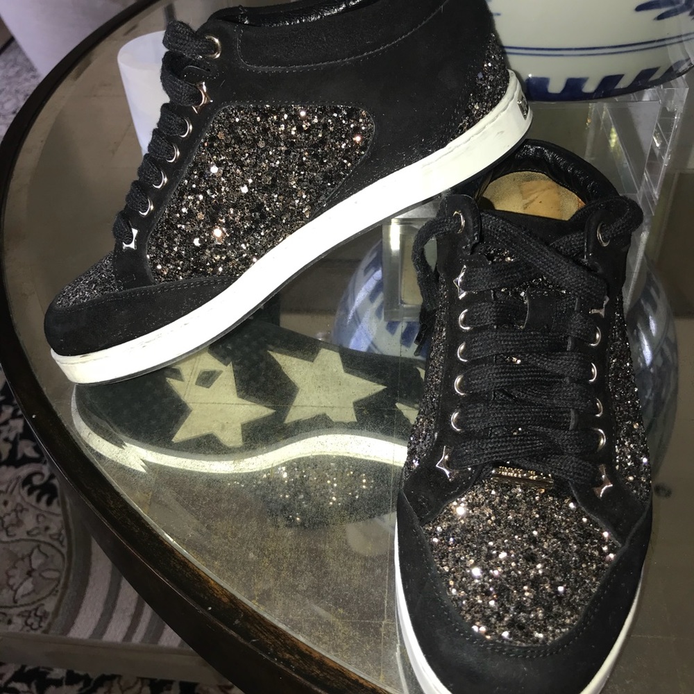 Jimmy Choo Glitter Suede Sneakers